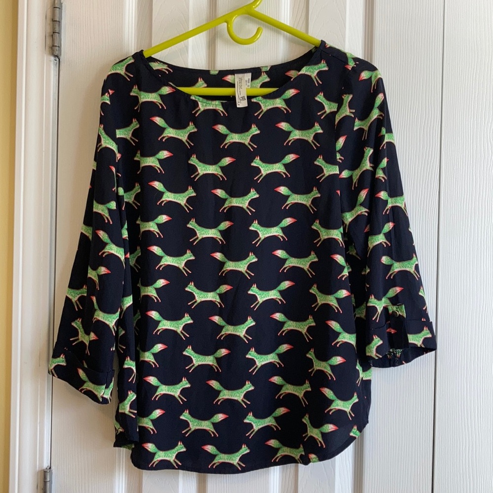 Modcloth Fox blouse 3/4 sleeve